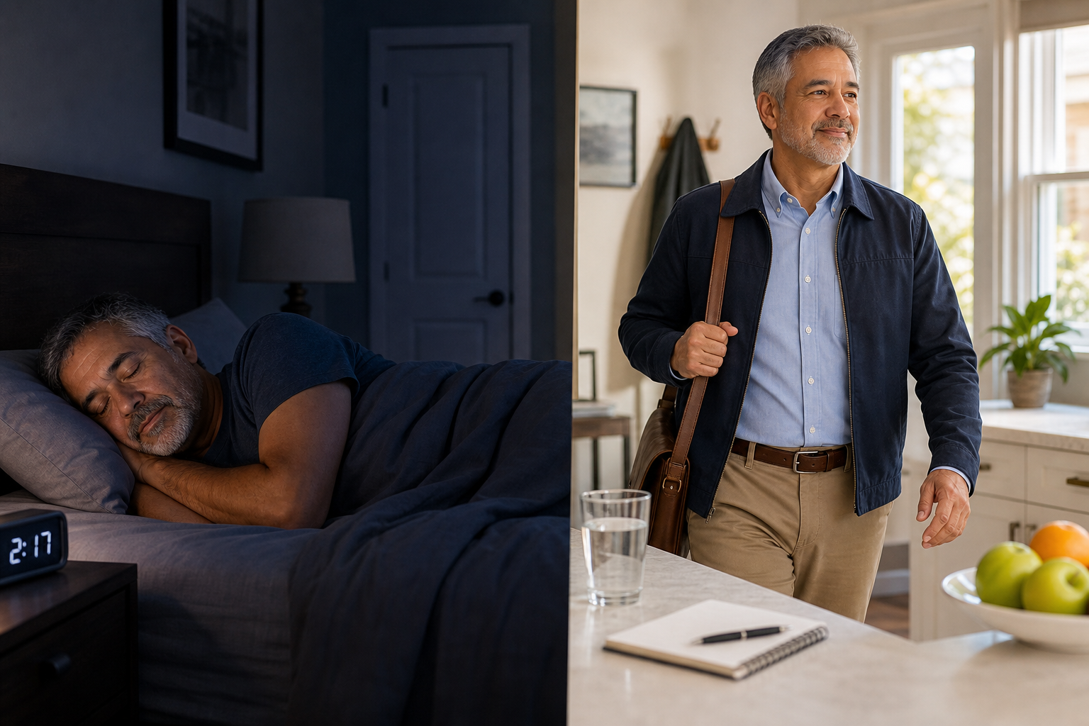 Man awake and exhausted at night from prostate trouble